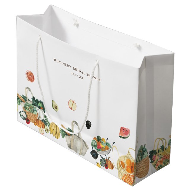 Fresh off Market Brautparty Große Geschenktüte (Vorderseite Schrägansicht)