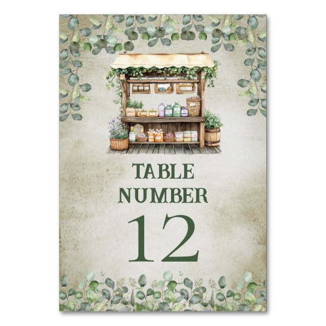 Fresh off Market Farm Stand Brautparty Tischnummer (Vorderseite)