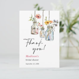 Fresh off Market Floral Jar Brautparty Dankeskarte