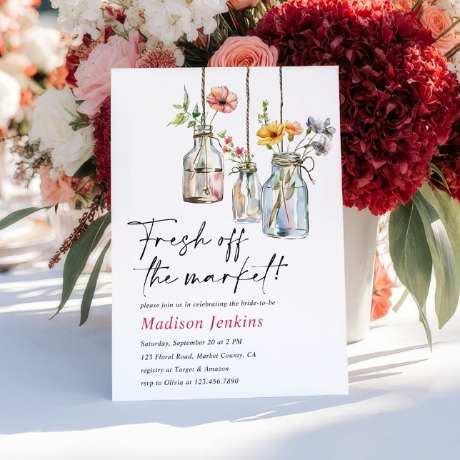 Fresh off Market Floral Jar Brautparty Einladung (Von Creator hochgeladen)