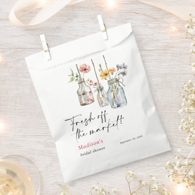 Fresh off Market Floral Jar Brautparty Geschenktütchen (Ausgeschnitten)