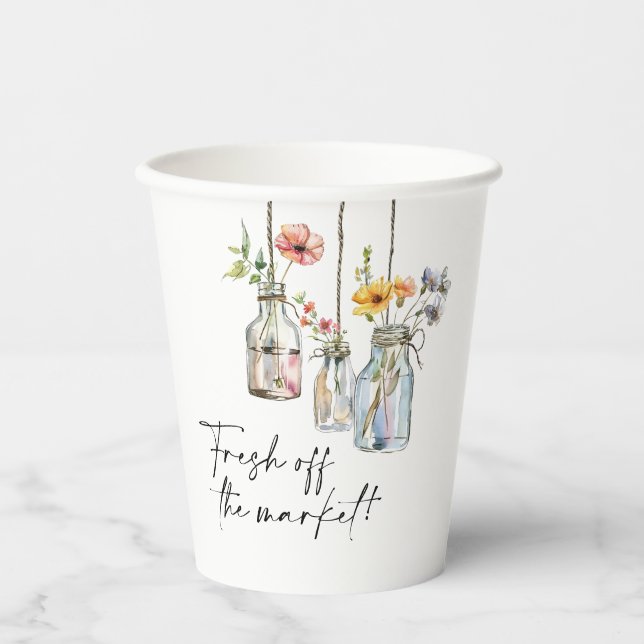 Fresh off Market Floral Jar Brautparty Pappbecher (Vorderseite)