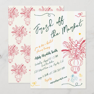 Fresh off Market Fun Hand Drawn Brautparty Einladung