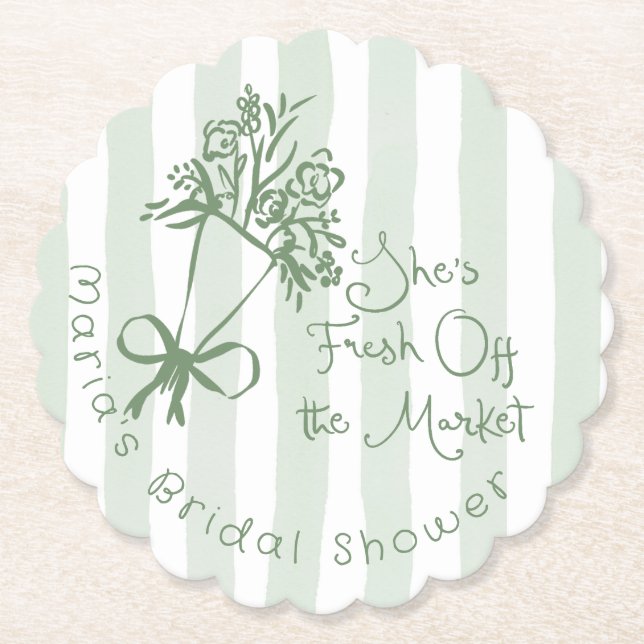 Fresh off Market Sage green whimsical Bouquet Untersetzer (Vorderseite)