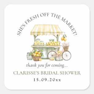 Fresh off Market Summer Citrus Brautparty Quadratischer Aufkleber