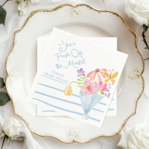 Fresh off Market Wildblume Streifen Wasserfarbe Serviette