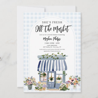Fresh Off The Market Blue Floral Bridal Shower Einladung