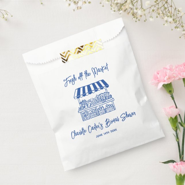 Fresh Off The Market Blue Hand Drawn Bridal Shower Geschenktütchen (Versiegelt)
