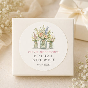 Fresh Off the Market Blumen-Glas Brautparty  Runder Aufkleber