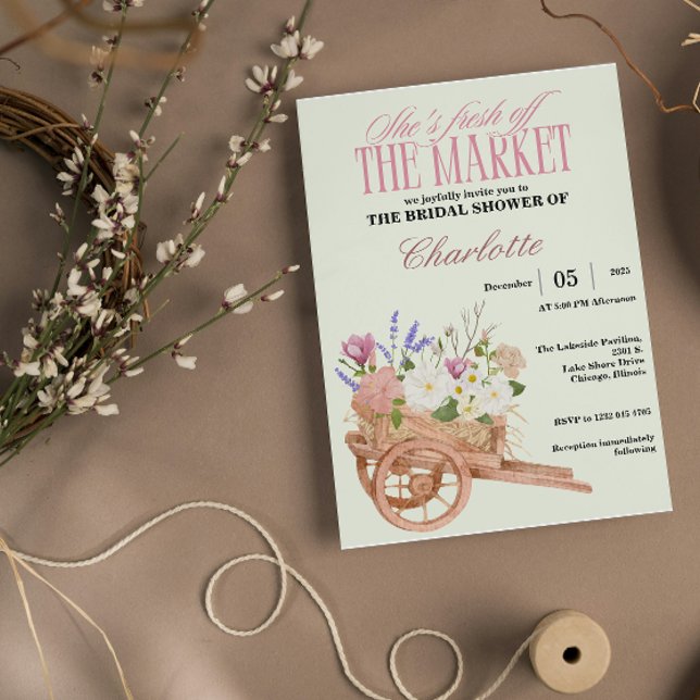 Fresh Off the Market Bridal Shower Floral Rustic Einladung (fresh off the market bridal shower rustic flowers watercolor)
