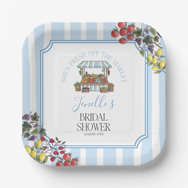 Fresh Off The Market Bridal Shower Pappteller (Vorderseite)