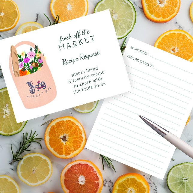 FRESH OFF THE MARKET Bridal Shower Recipe Request Begleitkarte (FRESH OFF THE MARKET Bridal Shower Recipe Request Enclosure Card
)