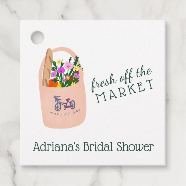 FRESH OFF THE MARKET Cute Custom Bridal Shower Geschenkanhänger (Vorderseite)