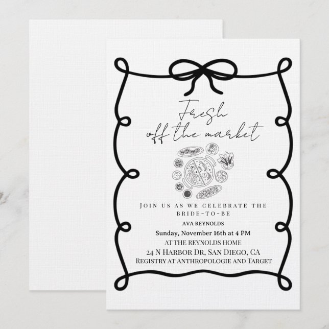 Fresh Off the market floral bridal shower Einladung (Vorne/Hinten)