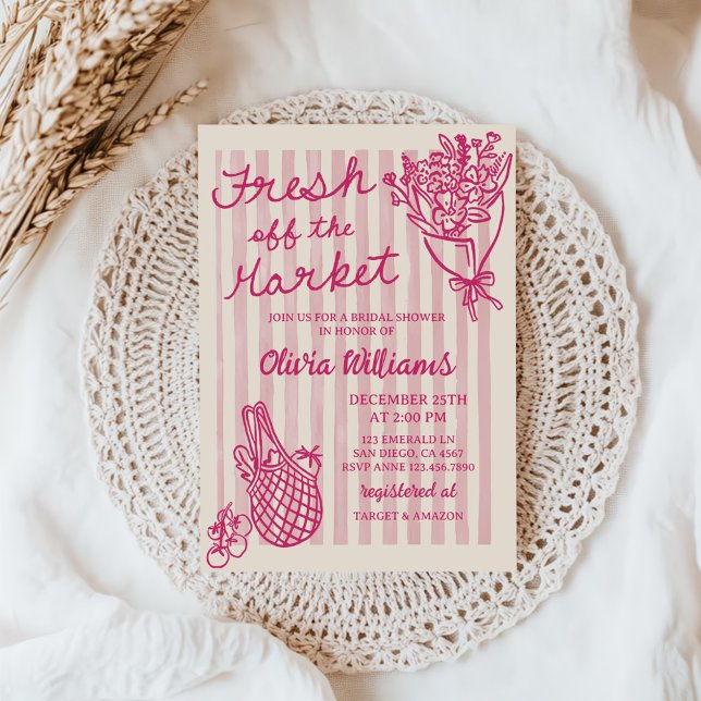 Fresh Off The Market Hand Drawn Bridal Shower Einladung (Von Creator hochgeladen)