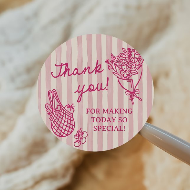 Fresh Off The Market Hand Drawn Bridal Shower Runder Aufkleber (Von Creator hochgeladen)