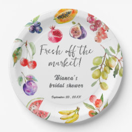 Fresh off the Market Obsts Brautparty Willkommen Pappteller