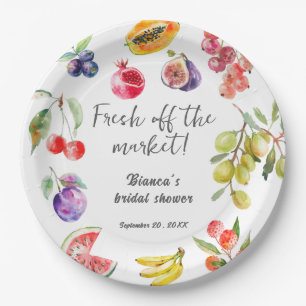 Fresh off the Market Obsts Brautparty Willkommen Pappteller