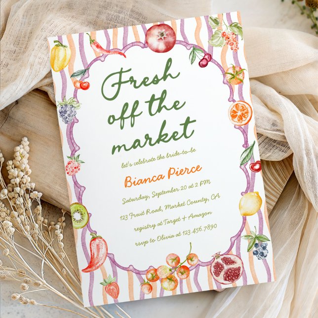 Fresh Off The Market Whimsical Bridal Shower Einladung (Von Creator hochgeladen)