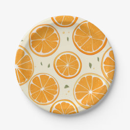 Fresh Orange Slice Pattern – Bright Citrus Fruit Pappteller