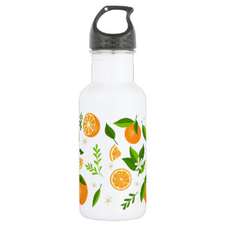 Fresh oranges with flowers and leaves edelstahlflasche