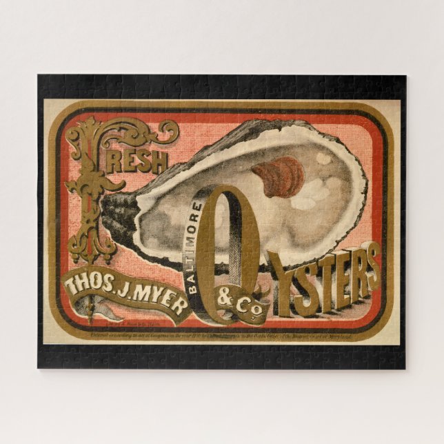 Fresh Oysters Vintage Baltimore Ad circa 1870 (Horizontal)