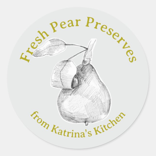 Fresh Pear Preserves Kitchen Fruit Gift Label Runder Aufkleber (Vorderseite)