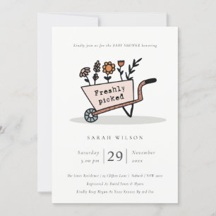 Fresh Picked Blush Floral Cart Baby Dusche laden Dankeskarte
