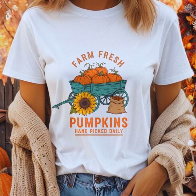 Fresh Pumpkin Bauern Halloween Pumpkins Cart T-Shirt (Von Creator hochgeladen)