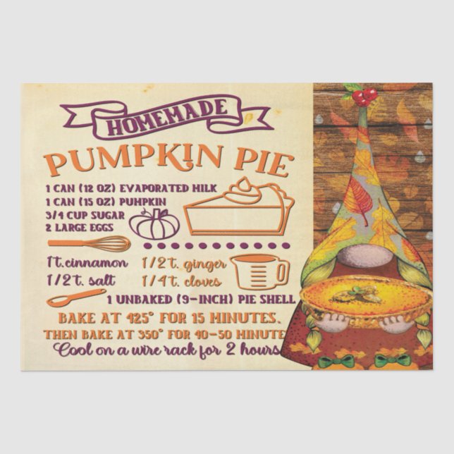 Fresh Pumpkin Pie Gnome Decoupage Seidenpapier (Vorderseite)