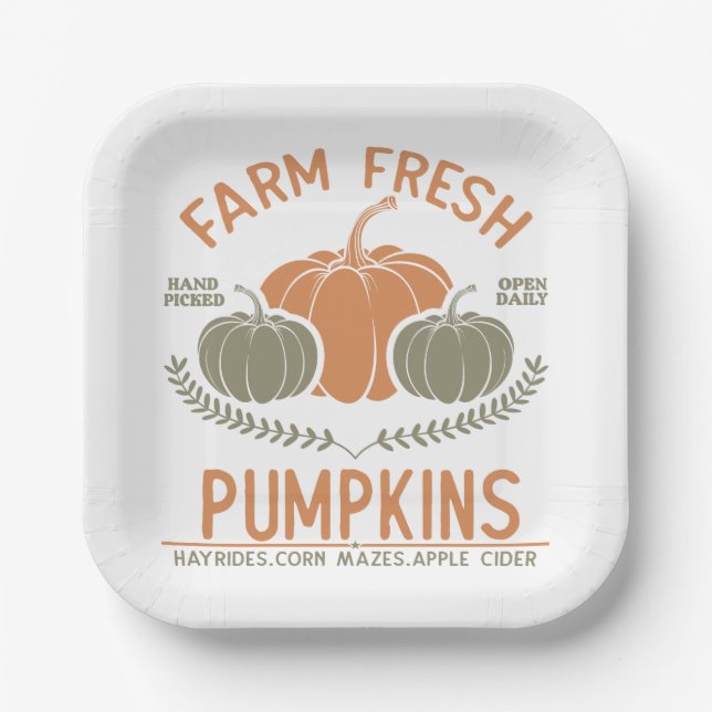 Fresh Pumpkins | Hand Pickup Pappteller (Vorderseite)