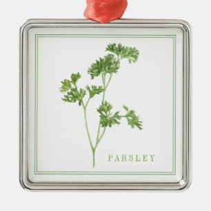 FRESH ROSEMARY Premium Square Ornament Aus Metall