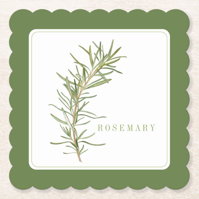 FRESH ROSEMARY Scallop Square Untersetzer +text Gr (Vorderseite)