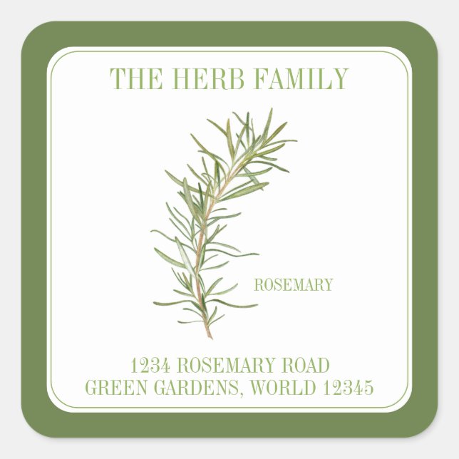 FRESH ROSEMARY Small Square Umschlag Aufklebers -  Quadratischer Aufkleber (Vorderseite)