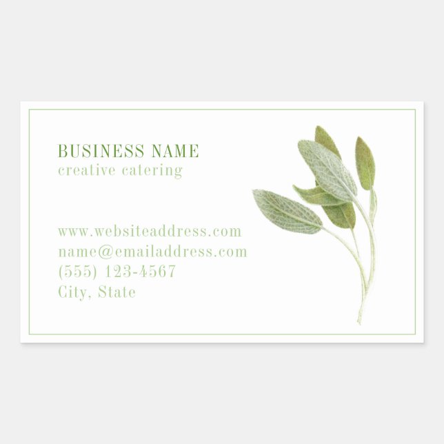 FRESH SAGE Biz ID Rectangle Stickers (Vorderseite)