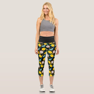 Fresh Slices Citron Lemon Muster Capri Leggings