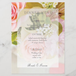 Fresh Spring Blume Bouquet Speisekarte für Hochzei Menükarte