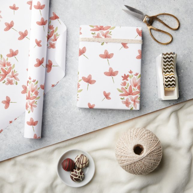 Fresh Spring Garden Wasserfarbe Handgemalt Geschenkpapier (Kunsthandwerk)