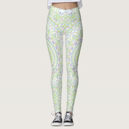 Fresh Spring Mandala in Green, Blue, and Lavender Leggings