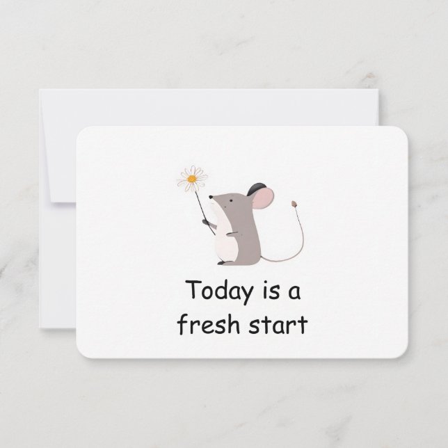 Fresh Start Mouse Woodland Animal Affirmation Card Einladung (Vorderseite)