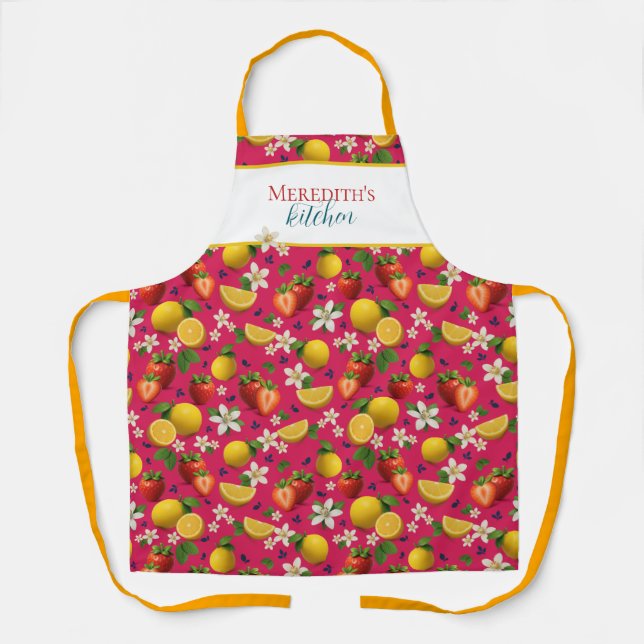 Fresh Strawberry and Lemon Pattern Schürze (Vorderseite)