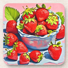 Fresh Strawberry Bowl Getränkeuntersetzer