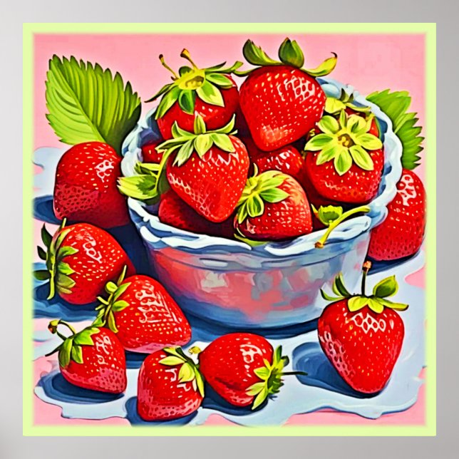 Fresh Strawberry Bowl Poster (Vorne)