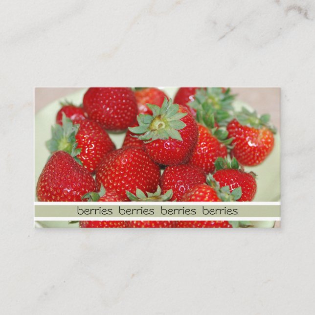 Fresh Strawberry Foto Business Card Visitenkarte (Vorderseite)