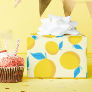 Fresh Summer Lemon Print Bright Yellow Seamless Geschenkpapier