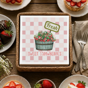 Fresh Sweet Strawberries Paper Napkins Serviette