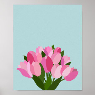 Fresh Tulips Pastell Soft Blue Poster