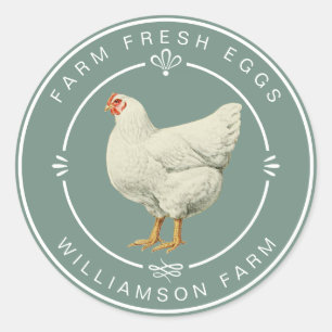 Fresh Vintag Hen Eggs Karton Dusty Green Runder Aufkleber