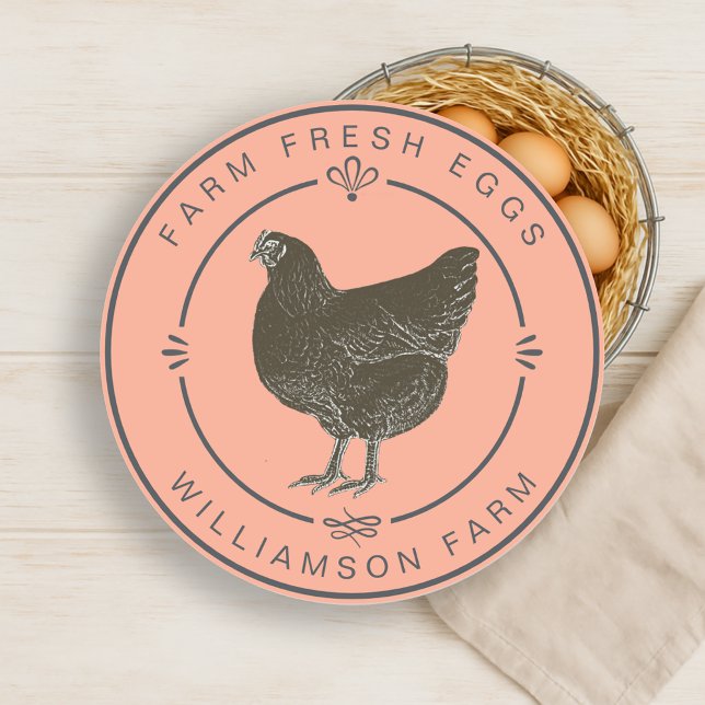 Fresh Vintag Hen Eggs Karton Peach Runder Aufkleber (Von Creator hochgeladen)