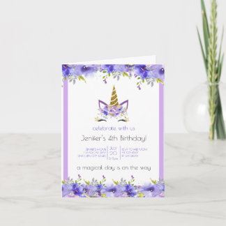 Fresh Violet | Einhorn-Geburtstagsparty-Dekoration Einladung